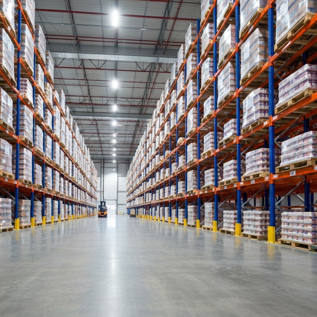 Large-scale warehouse logistics operations for food commodity distribution